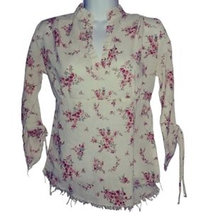 Wet Seal Floral Print Long Sleeve Casual Shirt